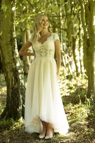 Marisa Soft Illusion Lace Boho Hi Lo Wedding Dress Brighton Belle